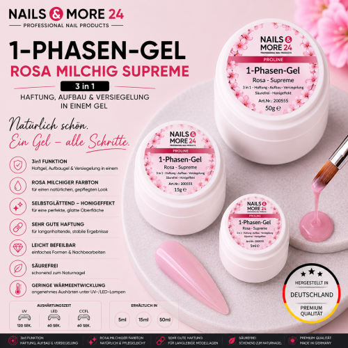 NAM24 - 1-Phasen Gel Rosa milchig Supreme | 3in1 (5-250ml)
